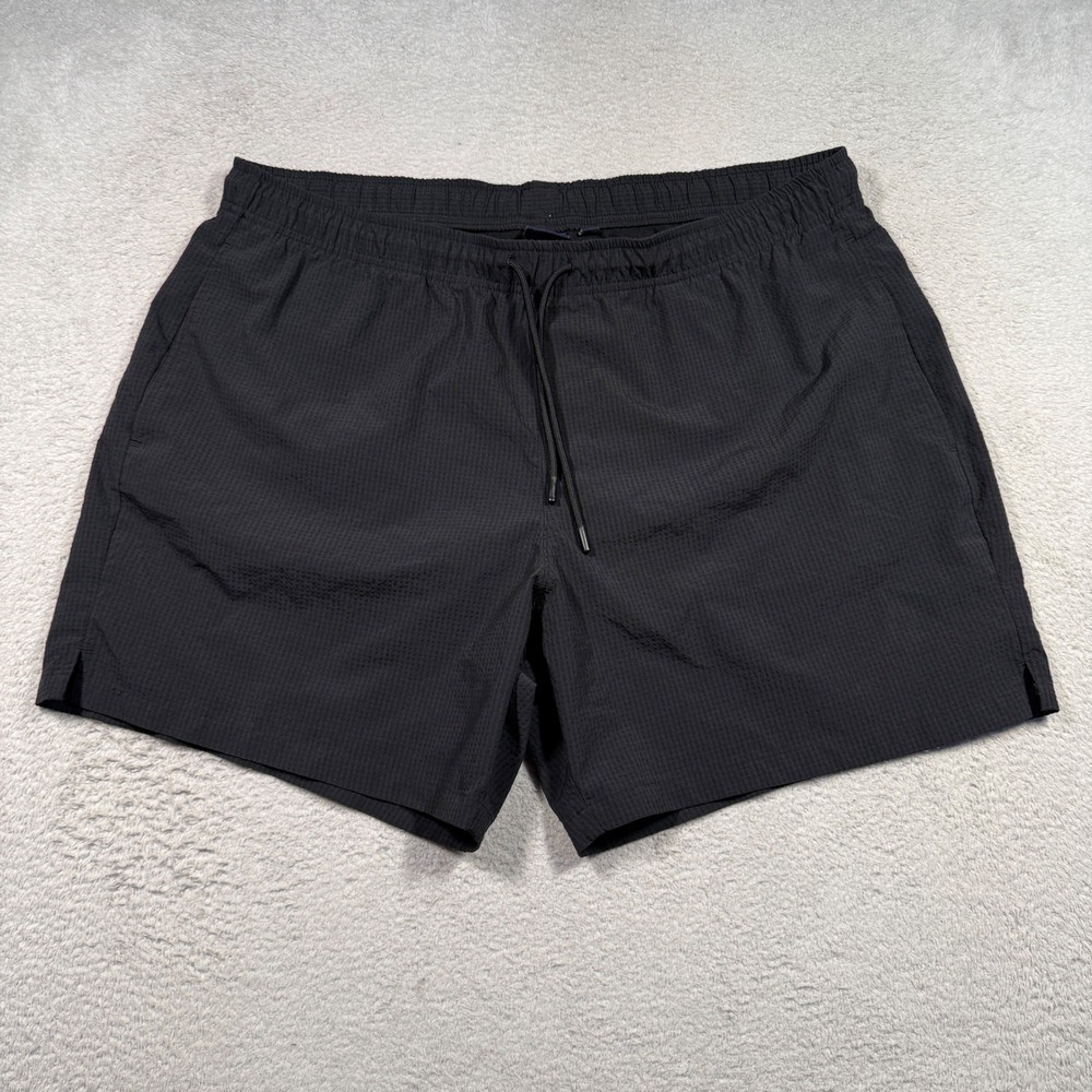 Gap‎ Swim Trunks Mens XL Black 6 Inch Seersucker Mesh Lined Swimming Shorts